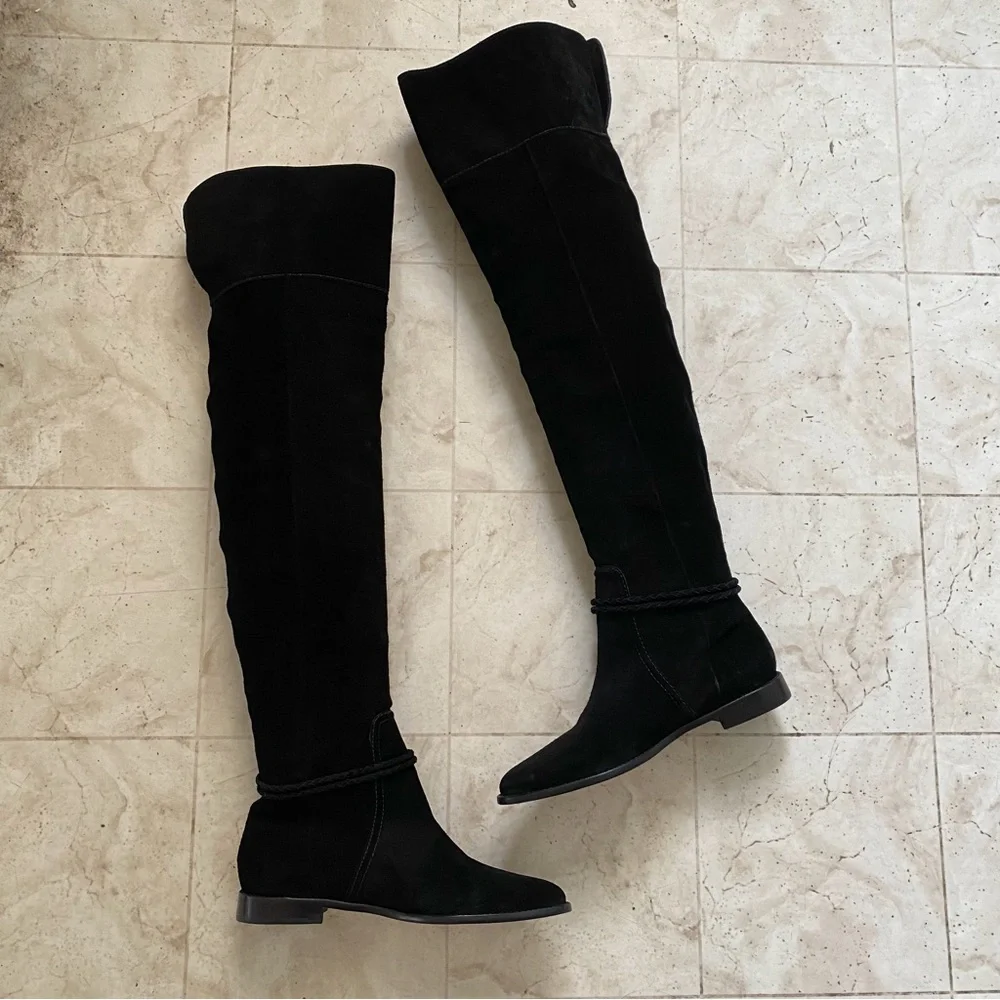 $950 NWOT Ulla Johnson Alps Black Over-the-Knee Suede Riding Tall Boots Size 9.5